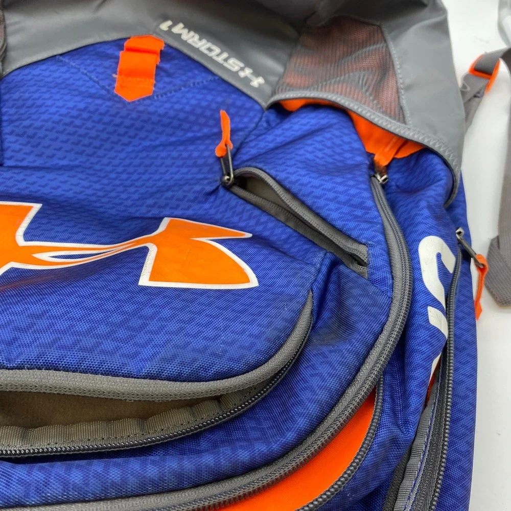 Under Armour Storm 1 Backpack Mens OS Blue Orange Grey HeatGear Laptop Sleeve